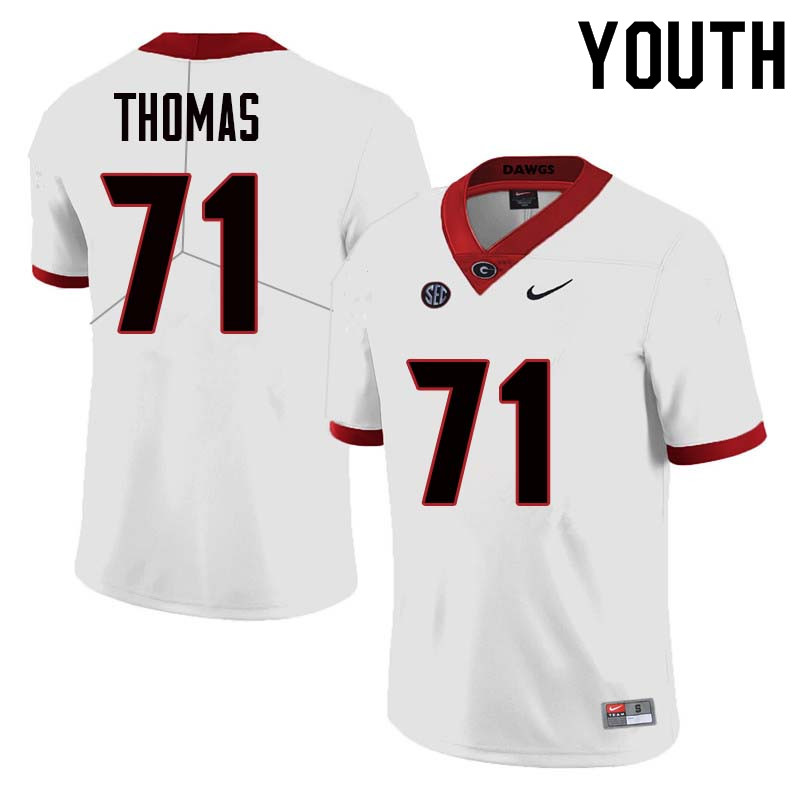 Youth Georgia Bulldogs #71 Andrew Thomas College Football Jerseys Sale-White - Click Image to Close